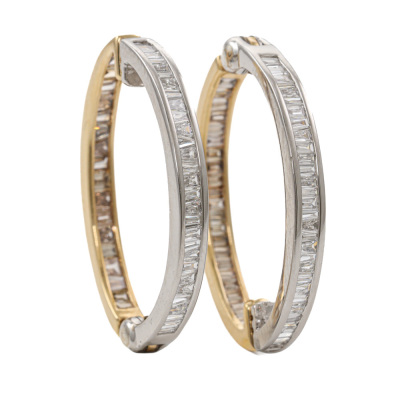 0.90ct Diamond Hoop Earrings Two-Tone 18ct Gold