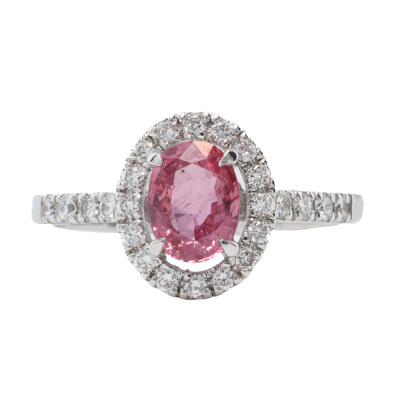1.14ct Padparadscha Sapphire & Diamond Ring