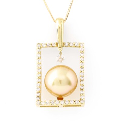 11.1mm Golden South Sea Pearl & Diamond Pendant