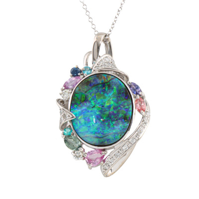 8.50ct Boulder Opal & Multicolour Gemstones Pendant