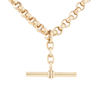 T-bar Belcher Link Necklace 9ct Gold 79.1G