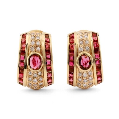 Ruby & Diamond Earrings 18ct Gold