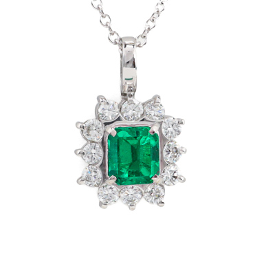 0.56ct Emerald & Diamond Pendant
