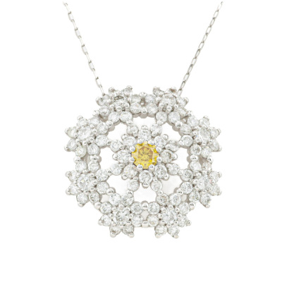 0.09ct Yellow & 0.93ct White Diamond Pendant