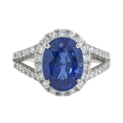 4.03ct Sapphire & Diamond Platinum Ring