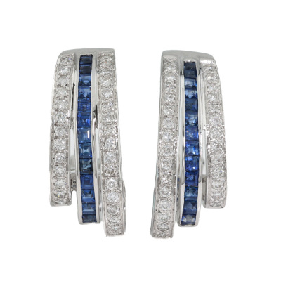 0.82ct Sapphire & Diamond Earrings
