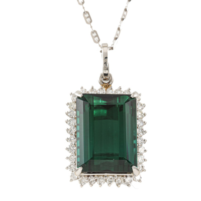 18.00ct Tourmaline & Diamond Pendant