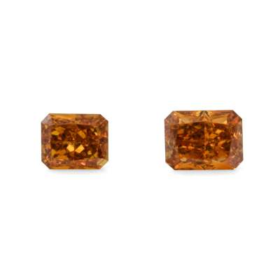0.63ct Two Fancy Intense Yellow Orange Diamonds
