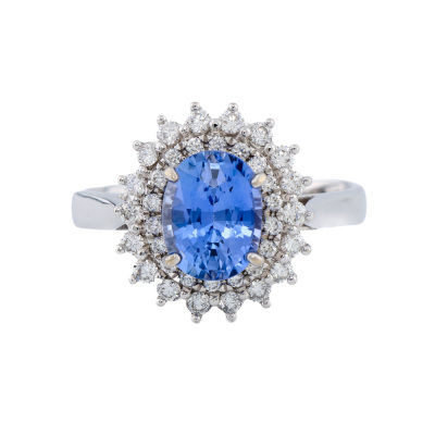 2.50ct Blue Sapphire & Diamond Ring