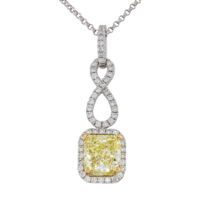 1.52ct Centre Fancy Yellow Diamond Pendant GIA SI1