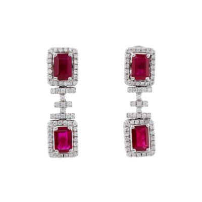2.38ct Ruby & Diamond Drop Earrings