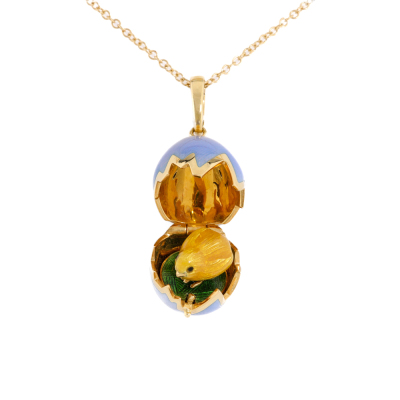 Faberge Enamel Chick Surprise Locket Pendant