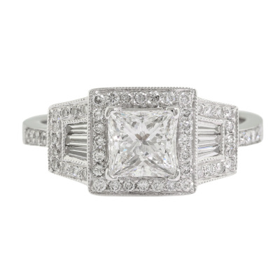 1.00ct Centre Princess Cut Diamond Ring