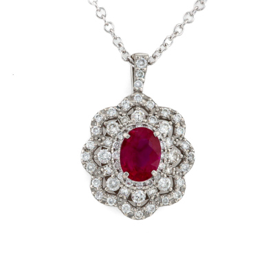 1.27ct Ruby & 1.11ct Diamond Pendant