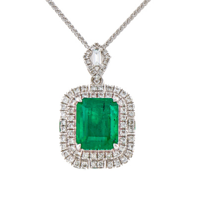 2.01ct Emerald & Diamond Pendant 18ct Gold