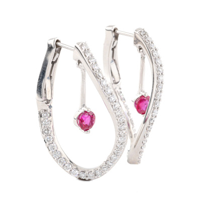 0.49ct Ruby & Diamond Earrings