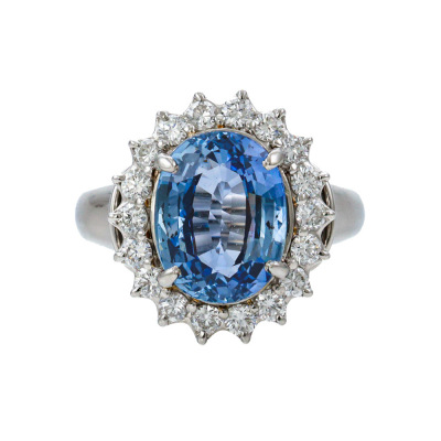 6.55ct Sapphire & Diamond Platinum Ring