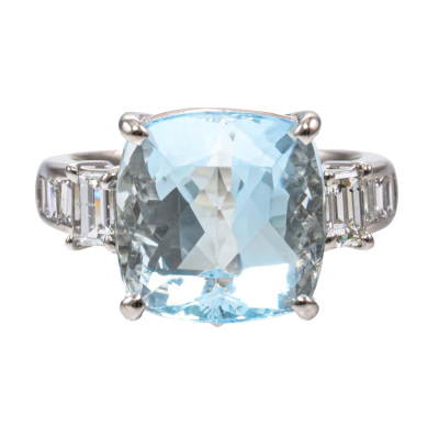 7.71ct Aquamarine & Diamond Ring