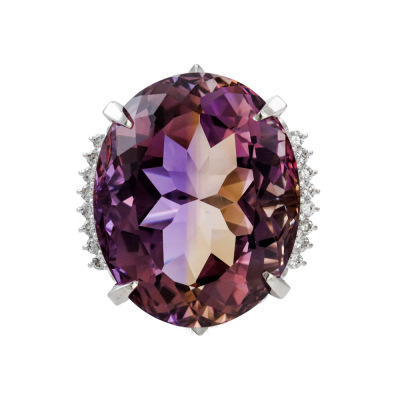 29.28ct Ametrine & Diamond Platinum Ring