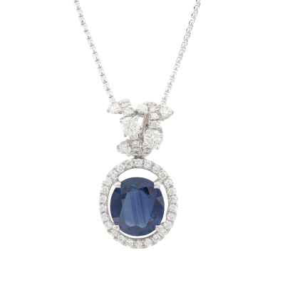 3.07ct Sapphire & 0.65ct Diamond Necklace