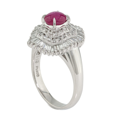 1.13ct Ruby & 0.97ct Diamond Platinum Ring