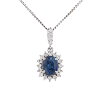 1.15ct Sapphire & Diamond Pendant