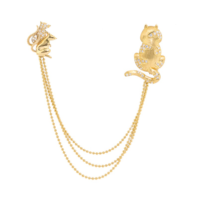 0.60ct Diamond Cat & Mouse Brooch