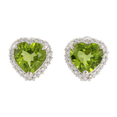 6.76ct Peridot & Diamond Earrings