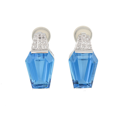 33.46ct Topaz & Diamond Platinum Earrings