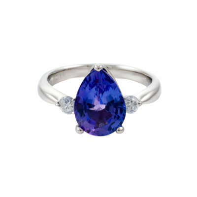 3.06ct Tanzanite & Diamond Platinum Ring