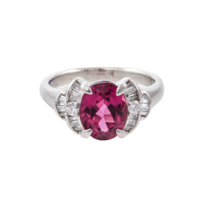 2.37ct Pink Tourmaline & Diamond Platinum Ring