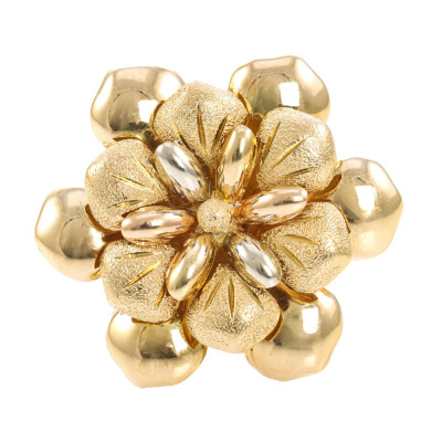 18ct Tricolour Gold Flower Ring 9.9g