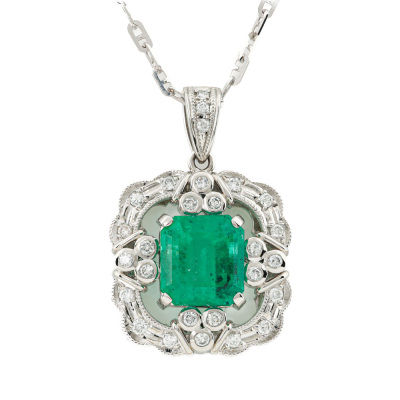 3.39ct Emerald & Diamond Pendant