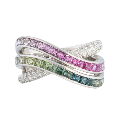 2.08ct Multicolour Sapphire & Diamond Ring