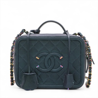 Chanel Medium Filigree Vanity Case Turquoise