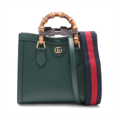 Gucci Bamboo Diana 2 Way Handbag Green*