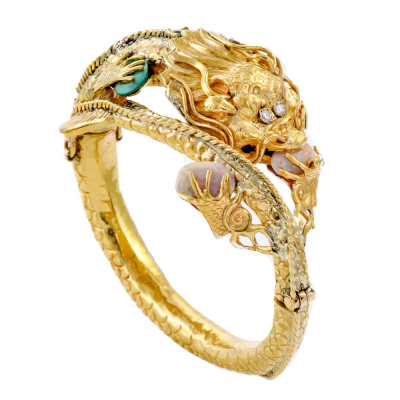 21ct Gold Dragon Bangle 81.6g