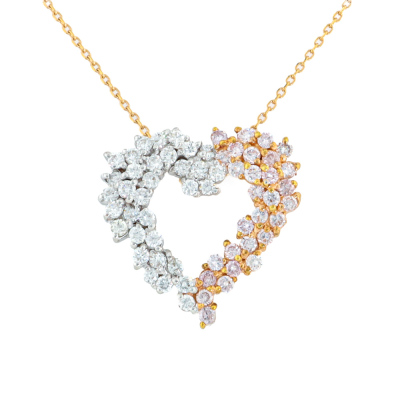 Pink & White Diamond 1.05ct Pendant 18ct Gold