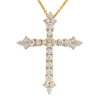 1.00ct Diamond Cross Pendant 18ct Yellow Gold*