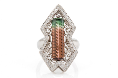 5.78ct Tourmaline & Diamond Ring Platinum 15.9g*