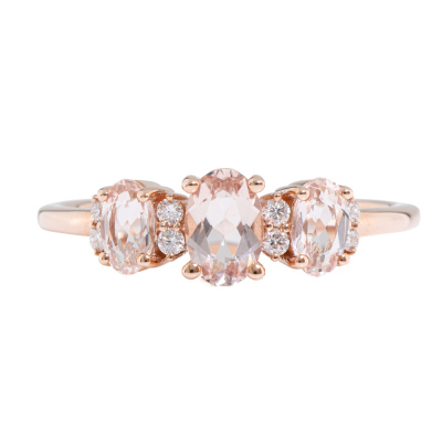 0.79ct Morganite & Diamond Ring 14ct Rose Gold*