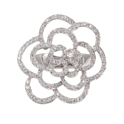 1.24ct Diamond Flower Design Ring 18ct Gold 15.5g*