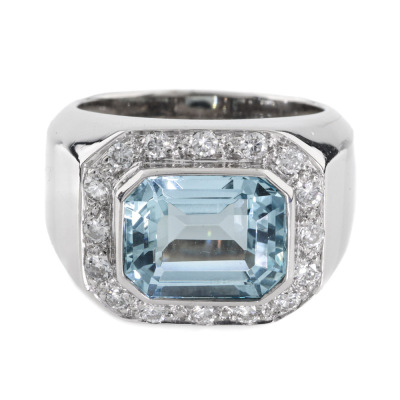 2.80ct Aquamarine & Diamond Gold Ring 11.4g