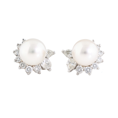 8.0mm Akoya Pearl & Diamond Earrings*