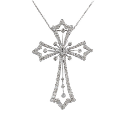 1.86ct Diamond Cross Pendant 18ct Gold 16.5g*