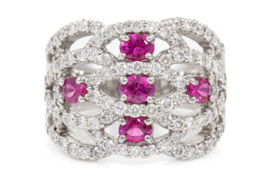 Ruby & 1.40ct Diamond Platinum Ring 15.7g*
