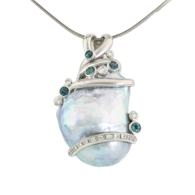 Baroque Pearl, Alexandrite & Diamond Pendant