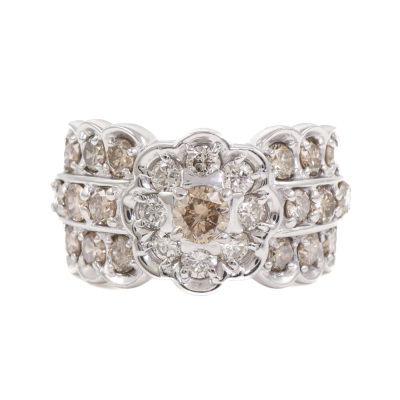 2.00ct Champagne & White Diamond Ring 18ct Gold 8.9g*