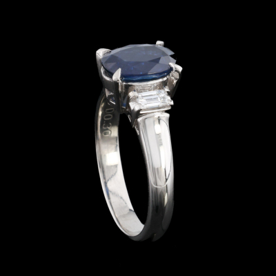 2.50ct Blue Sapphire & Diamond Ring
