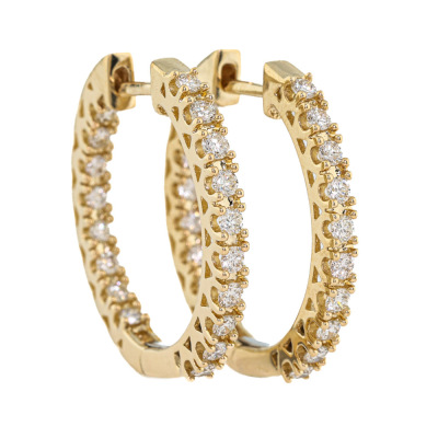 1.02ct Diamond Hoop Earrings 14ct Yellow Gold*
